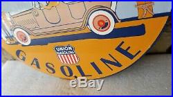 Vintage Union Oil Porcelain Gas Motor Oil Marina Service Station Pump Plate Sign