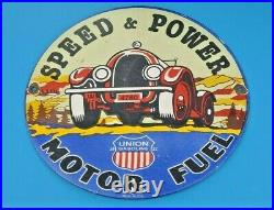 Vintage Union Speed & Power Porcelain Gasoline Motor Oil Service 12 Pump Sign