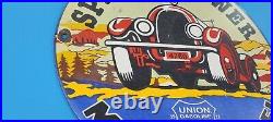 Vintage Union Speed & Power Porcelain Gasoline Motor Oil Service 12 Pump Sign
