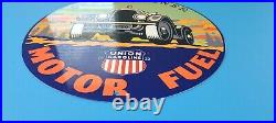Vintage Union Speed & Power Porcelain Gasoline Motor Oil Service Pump Plate Sign