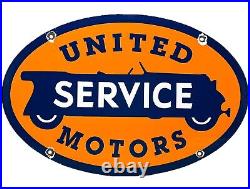 Vintage United Motor Services Porcelain Sign Gas Station Pump Motor Oil Auto