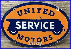 Vintage United Motor Services Porcelain Sign Gas Station Pump Motor Oil Auto