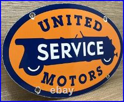 Vintage United Motor Services Porcelain Sign Gas Station Pump Motor Oil Auto