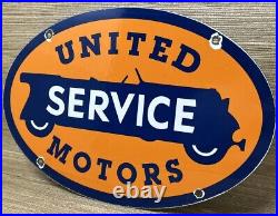 Vintage United Motor Services Porcelain Sign Gas Station Pump Motor Oil Auto