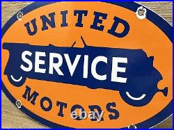 Vintage United Motor Services Porcelain Sign Gas Station Pump Motor Oil Auto