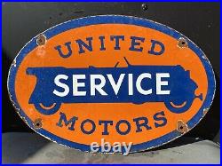 Vintage United Motors Porcelain Metal Sign Gas Oil Service Station Car Auto 17