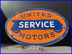 Vintage United Motors Porcelain Metal Sign Gas Oil Service Station Car Auto 17