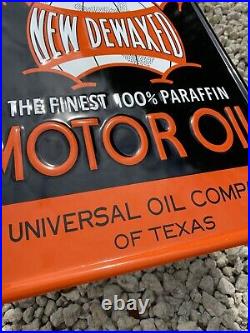 Vintage Universal Aeroil Embossed Sign Porcelain Texas Motor Oil Gas Service
