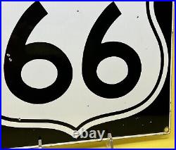 Vintage Us Route 66 Porcelain Night Sign Gas Service Station Highway Motor Oil