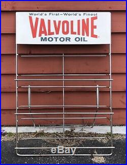 Vintage VALVOLINE Motor Oil Gas Service Station Display Rack Stand Up Sign 24x17