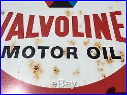 Vintage Valvoline Motor Oil 2 sided Gasoline Metal Sign Oil 30inX30in NO STAND