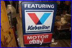 Vintage Valvoline Motor Oil Gas Station 2 Sided 24x41 Metal Sidewalk Curb Sign Vintage Valvoline Motor Oil Gas Station 2 Sided 24x41 Metal Sidewalk Curb Sign
