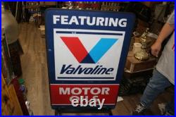 Vintage Valvoline Motor Oil Gas Station 2 Sided 24x41 Metal Sidewalk Curb Sign Vintage Valvoline Motor Oil Gas Station 2 Sided 24x41 Metal Sidewalk Curb Sign