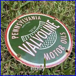 Vintage Valvoline Motor Oil Porcelain Metal Sign Pur Pennsylvania Gas Pump Plate