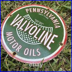 Vintage Valvoline Motor Oil Porcelain Metal Sign Pur Pennsylvania Gas Pump Plate