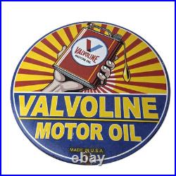 Vintage Valvoline Motor Oil Sign Gas Service Station Porcelain Ad Sign