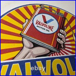 Vintage Valvoline Motor Oil Sign Gas Service Station Porcelain Ad Sign