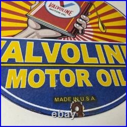 Vintage Valvoline Motor Oil Sign Gas Service Station Porcelain Ad Sign