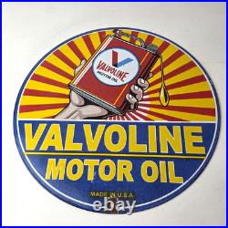 Vintage Valvoline Motor Oil Sign Gas Service Station Porcelain Ad Sign