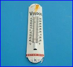 Vintage Veedol Motor Oil Porcelain Motor Oil Gas Sales Ad Sign On Thermometer