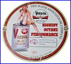 Vintage Veedol Motor Oil Sign High Octane Service Gas Pump Porcelain Sign Vintage Veedol Motor Oil Sign High Octane Service Gas Pump Porcelain Sign