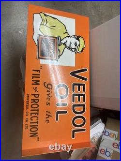 Vintage Veedol Motor Oil Sign Professionally Remastered Porcelain Flange Sign