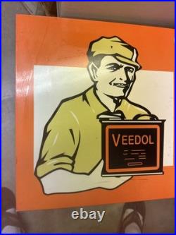 Vintage Veedol Motor Oil Sign Professionally Remastered Porcelain Flange Sign