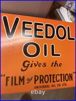 Vintage Veedol Motor Oil Sign Professionally Remastered Porcelain Flange Sign
