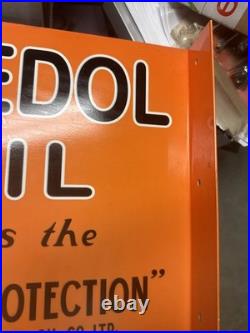 Vintage Veedol Motor Oil Sign Professionally Remastered Porcelain Flange Sign