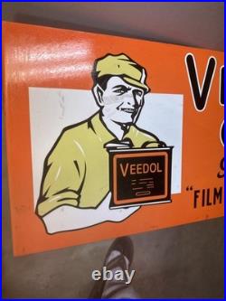 Vintage Veedol Motor Oil Sign Professionally Remastered Porcelain Flange Sign
