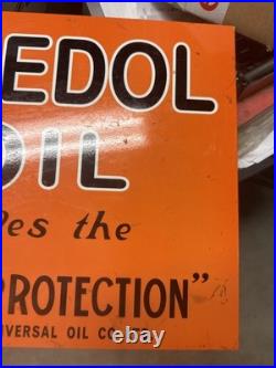 Vintage Veedol Motor Oil Sign Professionally Remastered Porcelain Flange Sign