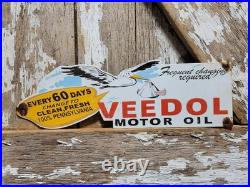 Vintage Veedol Porcelain Sign Old Motor Oil Service Garage Gas Station Stork