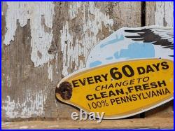 Vintage Veedol Porcelain Sign Old Motor Oil Service Garage Gas Station Stork