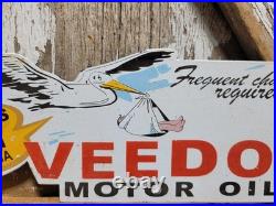 Vintage Veedol Porcelain Sign Old Motor Oil Service Garage Gas Station Stork Vintage Veedol Porcelain Sign Old Motor Oil Service Garage Gas Station Stork