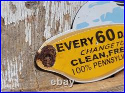 Vintage Veedol Porcelain Sign Old Motor Oil Service Garage Gas Station Stork