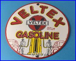 Vintage Veltex Gasoline Porcelain Gas Motor Oil Service Station Pump Plate Sign