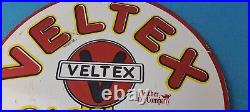 Vintage Veltex Gasoline Porcelain Gas Motor Oil Service Station Pump Plate Sign