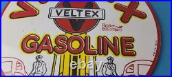 Vintage Veltex Gasoline Porcelain Gas Motor Oil Service Station Pump Plate Sign Vintage Veltex Gasoline Porcelain Gas Motor Oil Service Station Pump Plate Sign