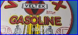 Vintage Veltex Gasoline Porcelain Gas Motor Oil Service Station Pump Plate Sign