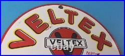 Vintage Veltex Gasoline Porcelain Gas Motor Oil Service Station Pump Plate Sign