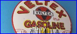 Vintage Veltex Gasoline Porcelain Gas Motor Oil Service Station Pump Plate Sign