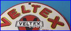 Vintage Veltex Gasoline Porcelain Gas Motor Oil Service Station Pump Plate Sign