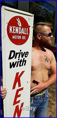 Vintage Vertical Kendall Motor Oil Sign Gasoline Gas Oil 72X12