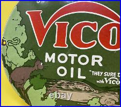 Vintage Vico Motor Oil Porcelain Sign Pep 88 Gas Service Station Pump Plate