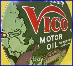 Vintage Vico Motor Oil Porcelain Sign Pep 88 Gas Service Station Pump Plate
