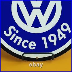 Vintage Volkswagen Since 1949 Blue Porcelain Sign Gas Station Pump Motor Oil