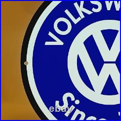Vintage Volkswagen Since 1949 Blue Porcelain Sign Gas Station Pump Motor Oil