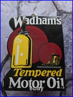 Vintage Wadhams Tempered Motor Oil Porcelain Sign Car Gas Truck Oil Vintage Wadhams Tempered Motor Oil Porcelain Sign Car Gas Truck Oil