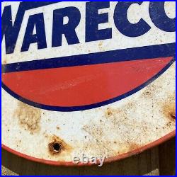 Vintage Wareco Porcelain Sign Motor Oil USA Gas Service Station Pump Plate 12