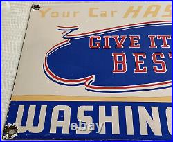 Vintage Washington Cheif Gasoline Porcelain Sign Gas Pump Plate Motor Oil Indian